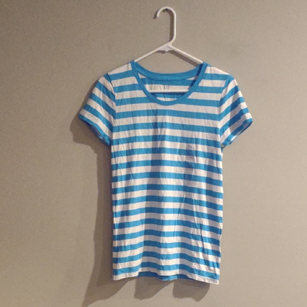 NWT‎ Gap Favorite Tee Women's Medium Blue/White Stripe Short Sleeve T-shirt